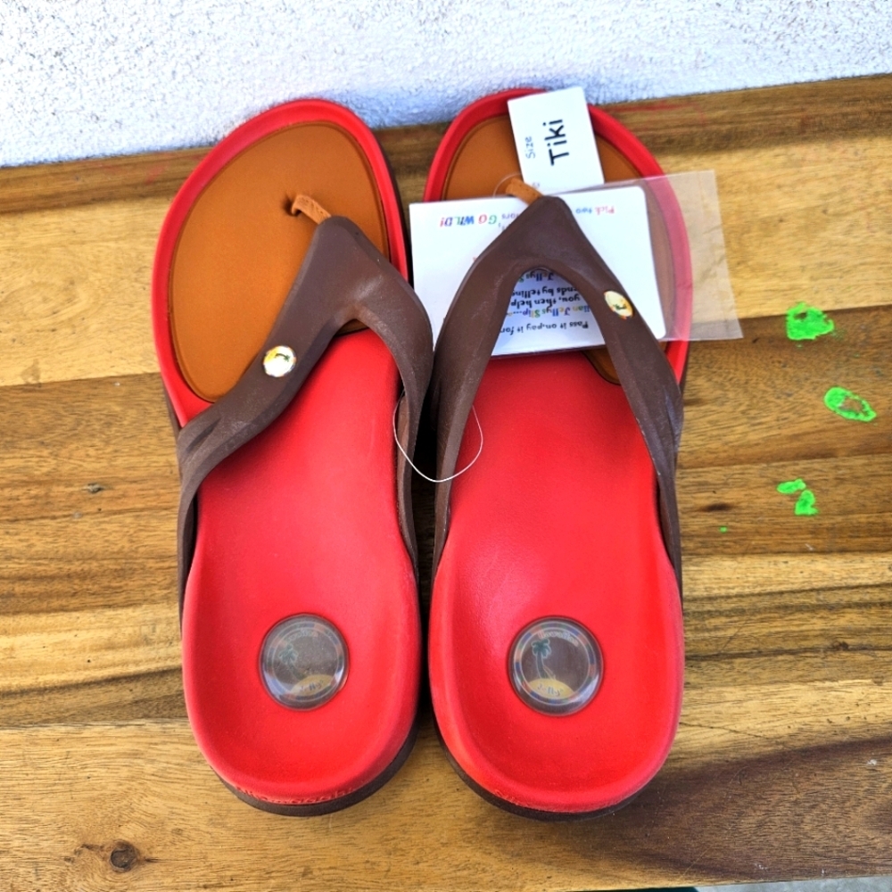 Hawaiian Jellys Ultra Comfort Kona Coffe Men Flip Flop Sandal Size 12 - Picture 12 of 15